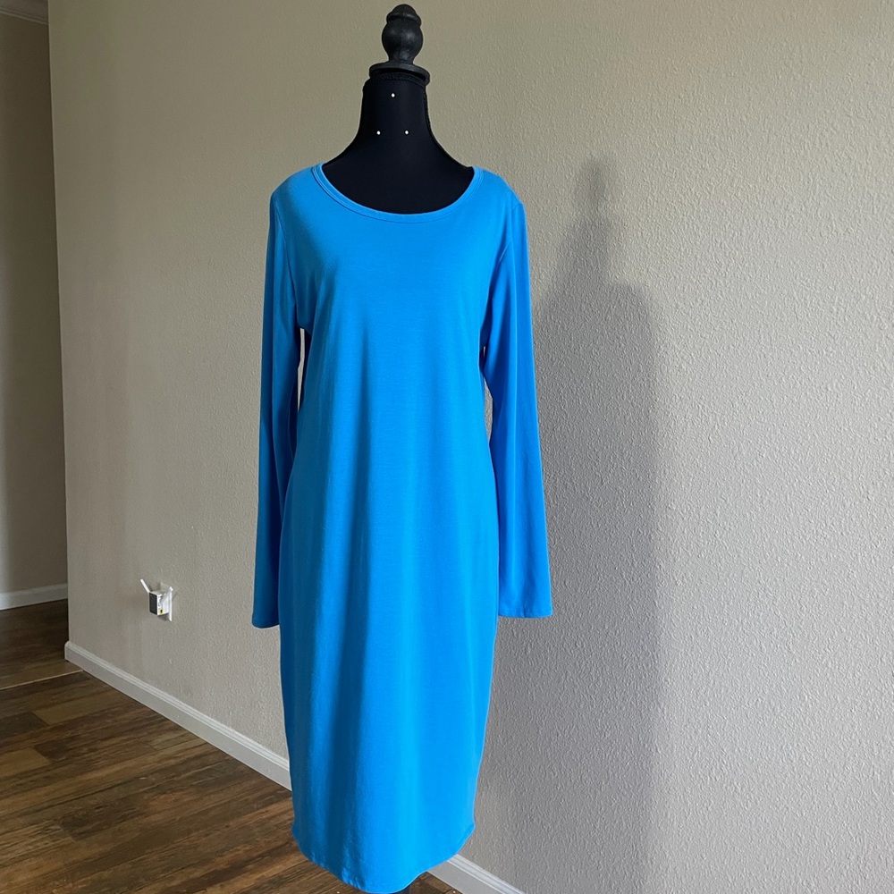 LuLaRoe Long Sleeve Solid Bright Blue Dress
